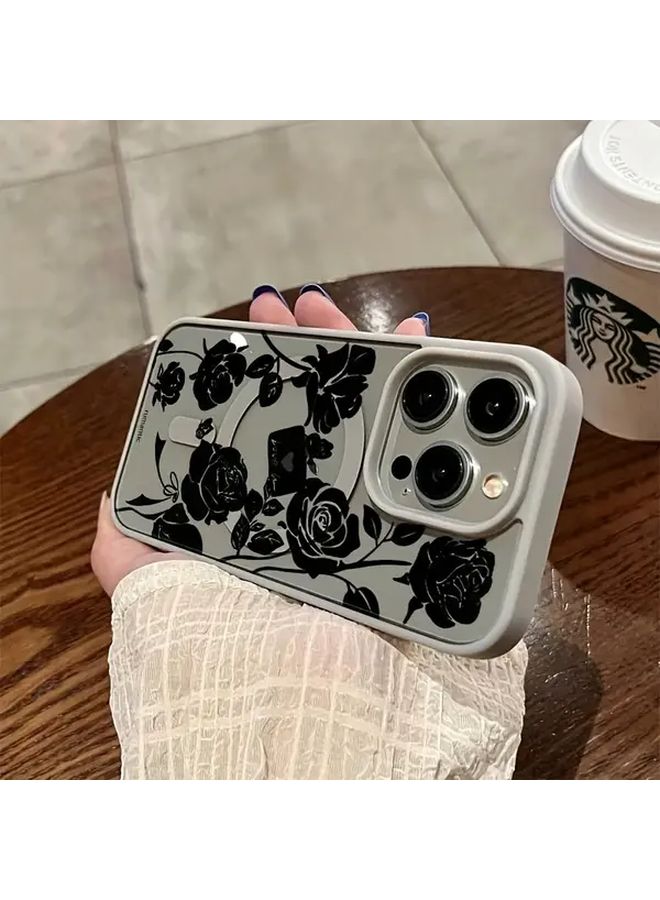غطاء هاتف وردي مغناطيسي أسود شحن لاسلكي مقاوم للسقوط لهاتف iPhone 14 Pro Max - Image 4